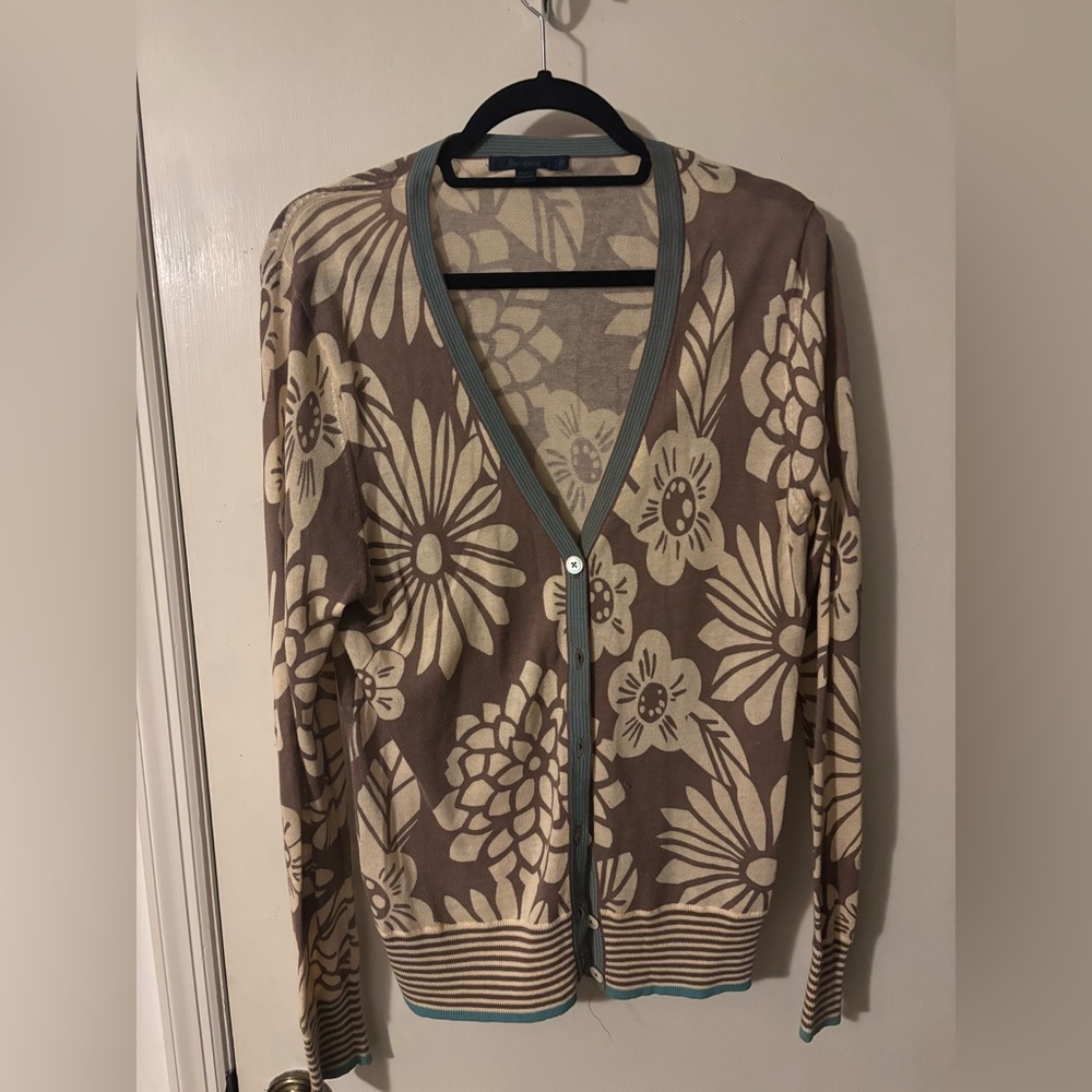 Boden Brown and Cream Floral Sweater